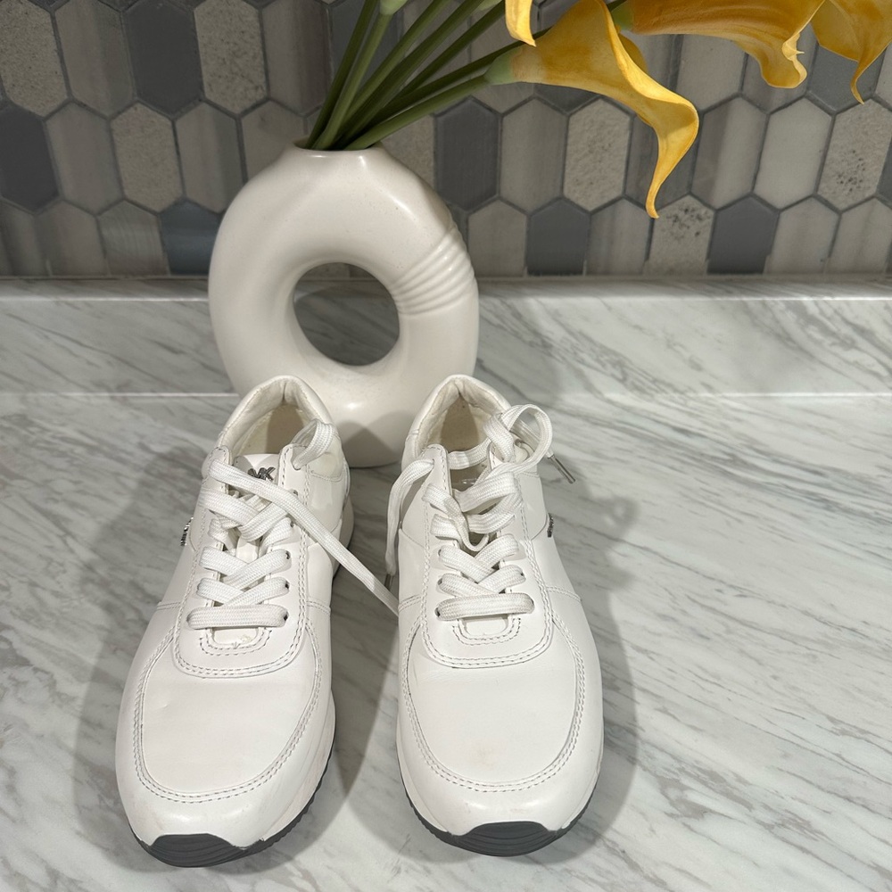 White Lace-Up Sneakers
